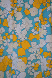 1970's Turquoise, Yellow & White psychedelic floral with layered ruffled sleeves