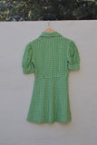1960/1970's Green & White Plaid seer sucker dress with puff sleeve