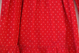1970's Red Prairie dress with dainty white daisy flowers