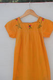 1970's Mustard Yellow Mexican embroidered dress