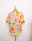 1990's Orange, Fuchsia and Teal button down Hawaiian shirt