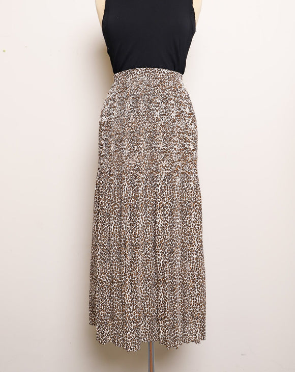 1990's Leopard printed Sheer accordion pleated maxi skirt