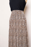 1990's Leopard printed Sheer accordion pleated maxi skirt