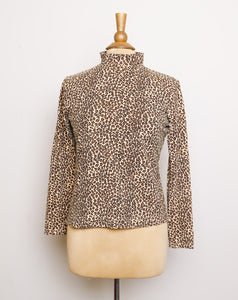 Leopard print long sleeve turtleneck tee