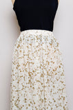 1990's Express Sheer ivory rose elastic waist midi button down skirt