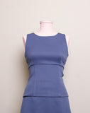 Y2K blue grey sleeveless 2 pc mini skirt set with front slit