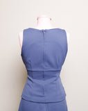 Y2K blue grey sleeveless 2 pc mini skirt set with front slit