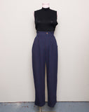 1990's Navy blue and red striped high waist pants