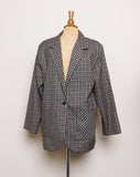 1980-90's Black, Brown & Gray plaid blazer with 2 front pockets