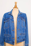 1990's Hunter Club Medium wash denim jacket with pockets & back button cinch