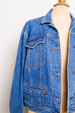 1990's Hunter Club Medium wash denim jacket with pockets & back button cinch