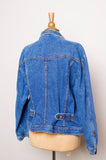 1990's Hunter Club Medium wash denim jacket with pockets & back button cinch