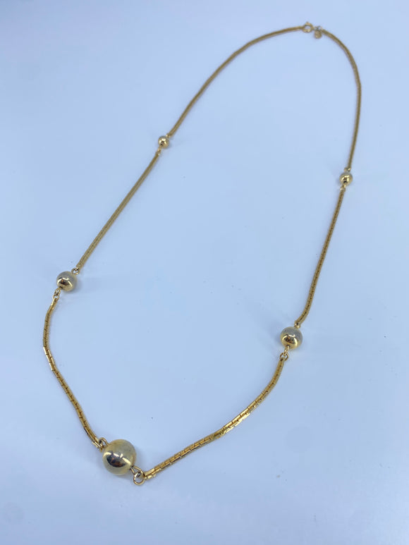 Classic vintage Avon gold tone metal chain  necklace with single small golden tone balls