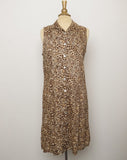 1990's Animal print shift button down sleeveless dress