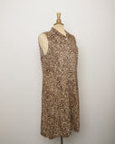 1990's Animal print shift button down sleeveless dress