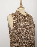 1990's Animal print shift button down sleeveless dress