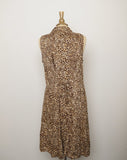 1990's Animal print shift button down sleeveless dress