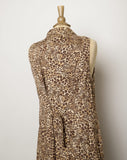 1990's Animal print shift button down sleeveless dress