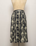 1990's Sheer black & ivory abstract tribal printed skirt