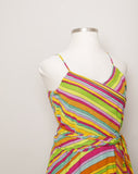 1990's Multi color rainbow striped cotton sleeveless dress