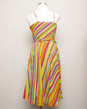 1990's Multi color rainbow striped cotton sleeveless dress