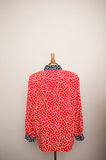 1990's Red, White & Navy Polka dot button down plus size long sleeve top