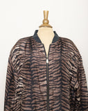 1990's Tiger striped Silk Plus size bomber jacket