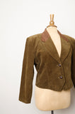 1980-1990's Olive green corduroy cropped rider jacket