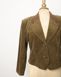 1980-1990's Olive green corduroy cropped rider jacket