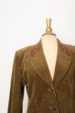 1980-1990's Olive green corduroy cropped rider jacket