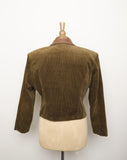 1980-1990's Olive green corduroy cropped rider jacket