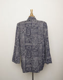 1990's Navy blue abstract printed blazer with pockets