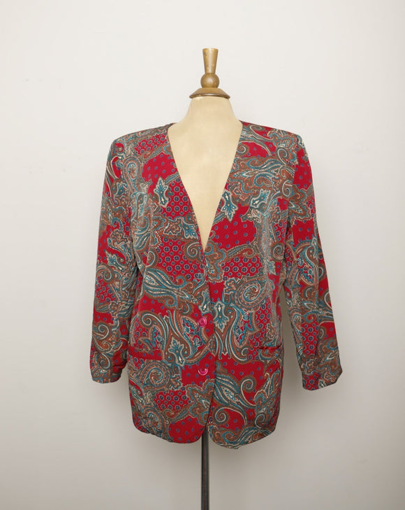 1990's Burgundy paisley blazer jacket