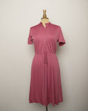 1970's Mauve pink mandarin collar short sleeve dress