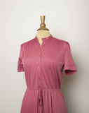 1970's Mauve pink mandarin collar short sleeve dress