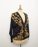 1990's Black and gold cardigan sweater