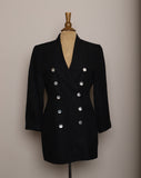 Black double breasted blazer with mother of pearls buttons