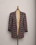 1990's Red, Black and white hounds tooth wool blazer