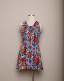 1990's Sleeveless Tropical Floral romper with corset lacing top