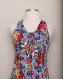 1990's Sleeveless Tropical Floral romper with corset lacing top