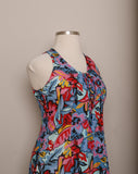 1990's Sleeveless Tropical Floral romper with corset lacing top