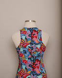 1990's Sleeveless Tropical Floral romper with corset lacing top