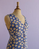 1990's Blue sunflower maxi dress