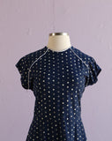 1980's Navy polka dot plus size dress