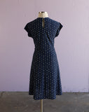 1980's Navy polka dot plus size dress