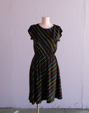 1970's Black Rainbow striped dress