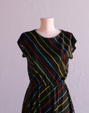 1970's Black Rainbow striped dress