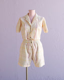 1970's Pastel plaid romper