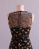 1970's Black Prairie style floral dress