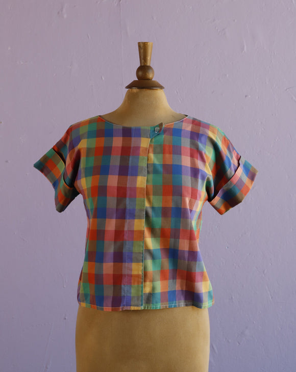 1970's Rainbow Plaid top